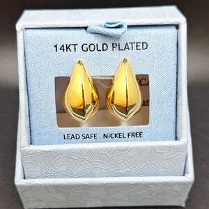 Gold chunky tear drop hoop earrings minimalist jewelry